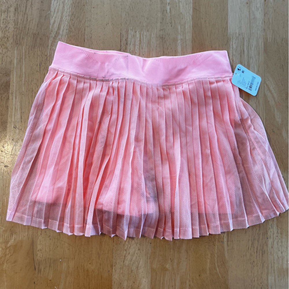Free People Spring Rally Ruffle Coral Pleated Mini Skirt - Picture 3 of 9